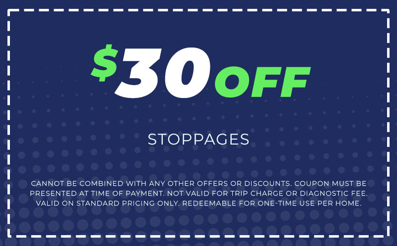 $30 off coupon for stoppages service, highlighting terms for redemption and restrictions on use.